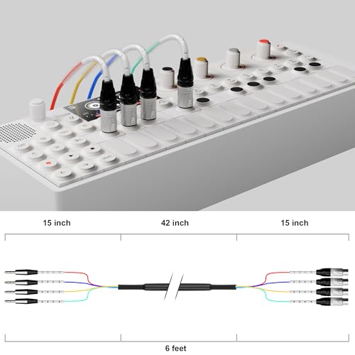 PRORECK 1.8m(6피트) 스네이크 케이블, 4채널 차폐 오디오 케이블 0.6cm(1/4인치) TRS to XLR 수, 전문 무대, 스튜디오 및 라이브를 위한 컬러 마크 커넥터 포함(PR-TRS/XLR-4 x 6M) - style: 4채널 1.8m(6피트)