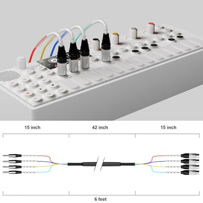 PRORECK 1.8m(6피트) 스네이크 케이블, 4채널 차폐 오디오 케이블 0.6cm(1/4인치) TRS to XLR 수, 전문 무대, 스튜디오 및 라이브를 위한 컬러 마크 커넥터 포함(PR-TRS/XLR-4 x 6M) - style: 4채널 1.8m(6피트)