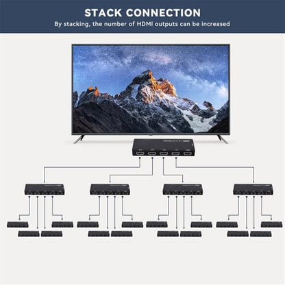 Xiwai HDMI Splitter 1-IN-4-OUT 8K 60hz Ultra-HD Converter Box Compatible 2.1 Switch 48Gbps UHD Hub Support Mirror HDCP SST Extended 4K@120hz 3.5mm Audio - style: HDMI Switch 2.1 (1 to 4 )with Cable