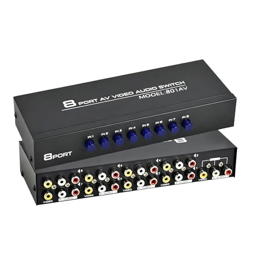 8-Port AV Switch RCA Audio Video Switcher Selector 8 in 1 Out Audio Selector Box for DVD TV Box STB Game Consoles - size: 8 Port