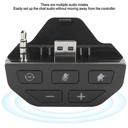 Stereo Headset Adapter, Gamepad Controller Audio Adapter with Volume Control, 3.5 mm Headphone Converter Sound Enhancer, for Xbox One(Black)
