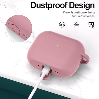 for AirPods Pro 3 Case Cover, Protective Soft Silicone with Keychain Cleaning Pen for Women Men for Apple AirPods Pro 3rd Generation Case(2025), Front LED Visible, Bean Pink - color: D-Bean Pink