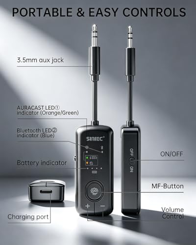 Airplane Bluetooth LE Audio Adapter & Auracast Transmitter for Hearing Aids