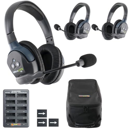 EARTEC UL3D Ultralite HD Wireless Intercom Headset System, 3-Person Full Duplex Communication, Dual Ear, Up to 1000ft Range — Professional-Grade, U.S. Company - size: 3 Users