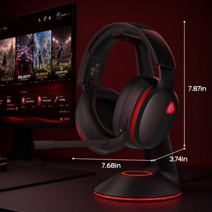AOC 2.4GHz Wireless Gaming Headset for PS5, PS4, PC, Switch, 45Hr, BlackRed | Bluetooth 6.0 Gaming Headphones with Noise Canceling Mic, 7.1 Virtual Surround, Great for Fortnite & Call of Duty/FPS Gamers - color: Blackred