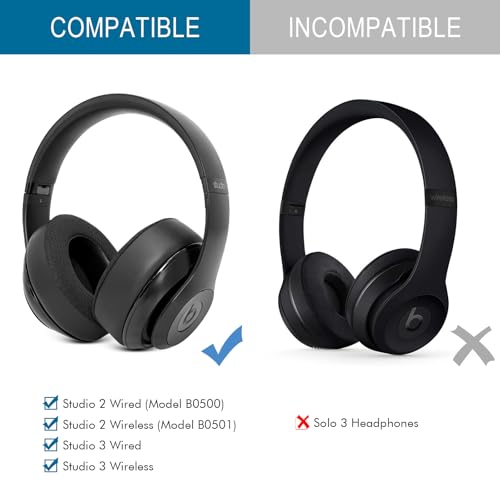 GEVO Earpads Replacement for Beats Studio 2/Studio 3 Wired & Wireless Headphones, Ear Pads Cushion for Beats Studio 2/Studio 3 with High-Density Noise Isolation Memory Foam (Mesh Black) - color: Mesh Black