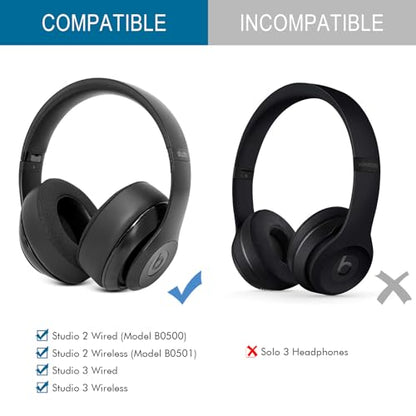 GEVO Earpads Replacement for Beats Studio 2/Studio 3 Wired & Wireless Headphones, Ear Pads Cushion for Beats Studio 2/Studio 3 with High-Density Noise Isolation Memory Foam (Mesh Black) - color: Mesh Black