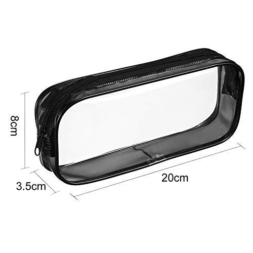 Tatuo 4 Pieces Clear PVC Bags Big Capacity Zipper Pencil Pouch Case Travel Luggage Makeup Cosmetic Bag(Black) - color: Black