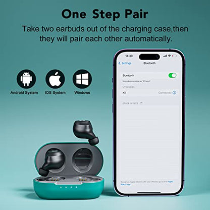 X9 Wireless Earbuds Bluetooth 5.3 Headphones Waterproof Stereo Earphones in Ear Touch Control with Microphone Headset with Deep Bass for Sport, Gaming and Running (Green-Gray) - color: Green