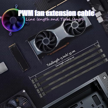 12" pwm Fan Extension Cable，4 pin Fan Extension Cable，Cable Extension pc，PC Fan Extension Cable, PWM Fan Extension Cable, PWM Extension Cable(12"（30cm） 6pcs) - size: 12"（30cm）6pcs