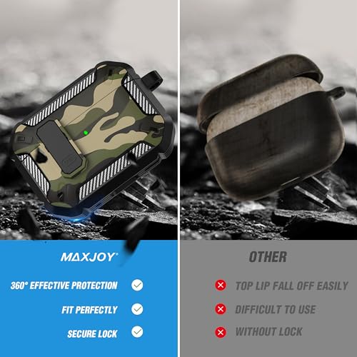 for AirPods Pro 1st/2nd Case with Magnetic Lock, Magsafe Ready, Camo Jungle - color: Camo Jungle, size: AirPods Pro 2 Case 2022