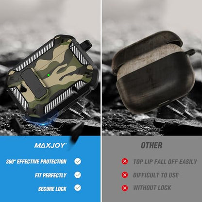 for AirPods Pro 1st/2nd Case with Magnetic Lock, Magsafe Ready, Camo Jungle - color: Camo Jungle, size: AirPods Pro 2 Case 2022
