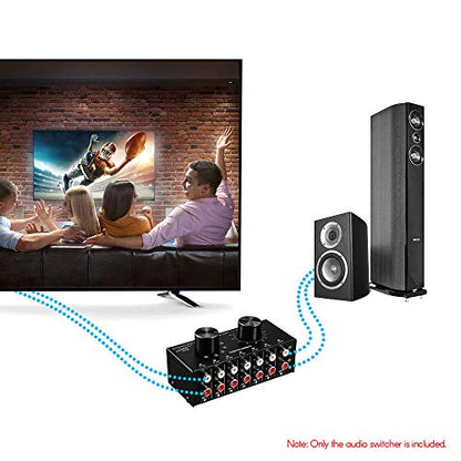 6-In-1-Out Audio Switcher Audio Signal Selector Box Splitter Distributor with Control RCA Jacks