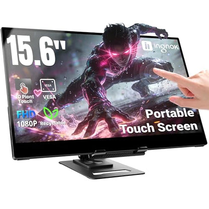 Ingnok Touchscreen Monitor for Laptop,Dual USB C,15.6Inch FHD 1080P | 10 Point Touch,USB C mini HDMI for Laptop,Mac,mini PC,Built in Speakers,with Adjustable Stand,VESA,Lightweight,Eyecare - style: Touch