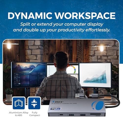 OREI SplitXtend USB C Docking Station Triple Monitor with 3xHDMI Ports, Thunderbolt 4 Dock, HDMI DisplayPort Hub, Dual Monitor HDMI Adapter Extend, USB C Splitter, 100W PD, SD Card Reader, 4K Output | Thunderbolt 4 Dock, HDMI DisplayPort Hub, Dual Monitor