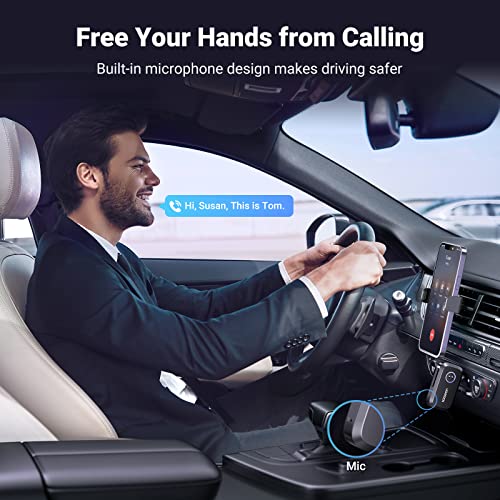 UGREEN Bluetooth 5.4 Car Adapter, Hands-Free Call & Noise Cancelling AUX to Bluetooth Adapter for Car, 3.5mm Audio Blue-Tooth Receiver for Cars Stereo Home Speaker - 15H Battery Life - color: Black
