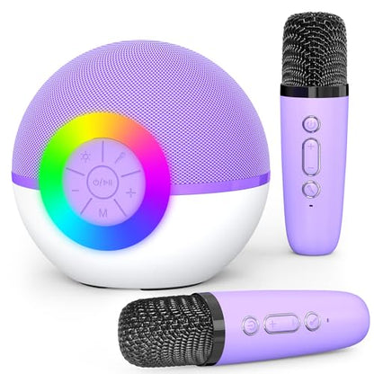 Mgaolo Mini Karaoke Machine for Kids Adults,Portable Bluetooth Speaker with 2 Wireless Microphones,Gift Toys with MP3 Player for Boys Girls 3-12 Year Old Birthday Family Home Party Present (Purple) - color: Purple 2mic
