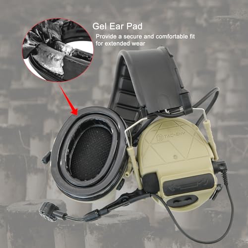 Tactical Headset Hearing Protection Sound Pickup Earmuff +U94 PTT+Detachable 7.0mm Cable for Airsoft Sports-HC5PRO(Tan) - color: Tan