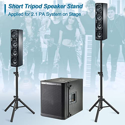 Vondynote Tripod Speaker Stands Pair 33.5"-53.5" PA DJ Mini Speaker Stands | 35mm Pole Mount, Short Mini Speaker Mount Stand Pair, Adjustable Height