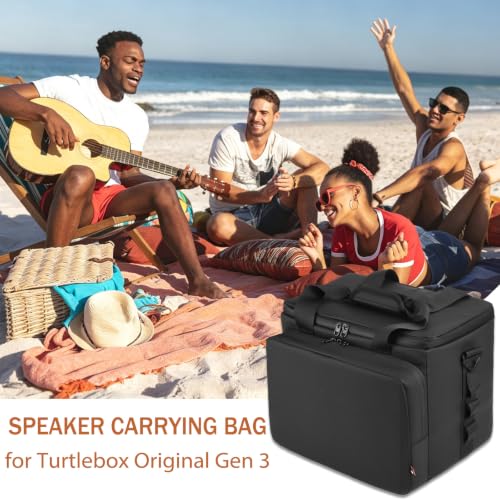 Portable Speaker Case Compatible with Turtlebox Original Gen 3 | Protective Travel Bag with Reinforced Anti-Tip Base, Padded Handle, Microphones Storage Pockets & Shoulder Strap