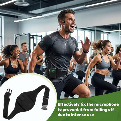 8 Pcs Mic Belt for Fitness Instructors, Black Wireless Mic Pack Belt with Anti Dropping Strap Adjustable Neoprene Belts Waistband Bag for Theater, Public Speaking, Fitness, Instructors