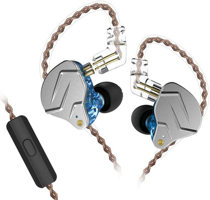 KZ ZSN Pro Wired Earphones in-Ear Headphones HiFi Stereo, 1BA+1DD Dual Driver Powerful Bass and Crystal Clear Audio,Compatible with iPhone, iPad, Android, Computer Most with 3.5mm Jack(Blue with Mic) - color: Blue, size: With Mic