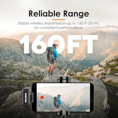 SONICAKE Wireless Mini Microphone for iPhone & Android，Mini Lavalier Microphone - Noise Reduction Lapel Mic,Clip-on Mini Mic with USB-C for Video Recording YouTube TikTok Podcast Content Creators