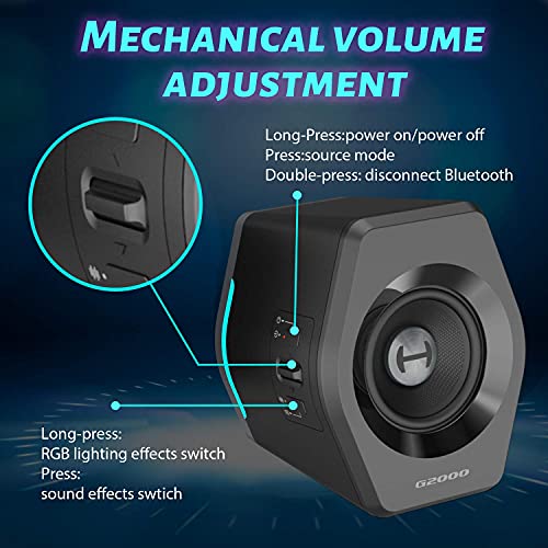 Edifier G2000 32W PC Gaming Computer Speakers for Laptop Mac Desktop Computer Woofer Speakers Bluetooth USB 3.5mm AUX Inputs RGB Lights Multimedia Speakers Black - color: Black