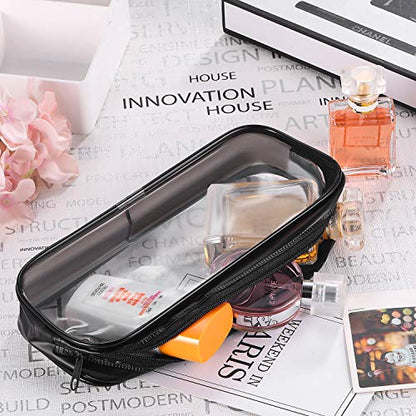 Tatuo 4 Pieces Clear PVC Bags Big Capacity Zipper Pencil Pouch Case Travel Luggage Makeup Cosmetic Bag(Black and White) - color: Black and White