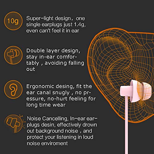 MAXROCK Sleep Earbuds with Soft Silicon Sleeping Headphones, Light Pink | Sleep Travel Choice, Cellphones Tablets Compatible, 3.5mm Jack - color: Light Pink