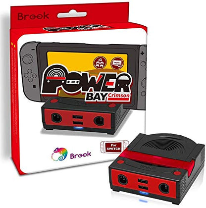 Brook Power Bay Crimson - Portable and Fast Charging Dock Stand, Docking Station for NS, Compatible with NS and GC Controllers, Support HDMI Out Put
