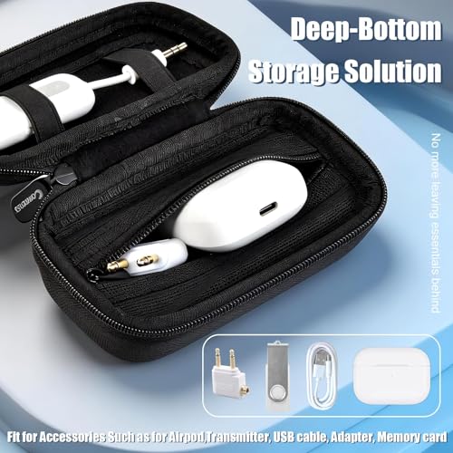 COMECASE Bluetooth Transmitter Case for AirFly SE/Pro 2/Pro/Duo | Hard EVA, Deep Mesh Pocket, Dual Elastic Straps, Fits for Avantree Relay, for 1Mii, Airplane Travel Tech, Case Only, Black - color: Dark Grey