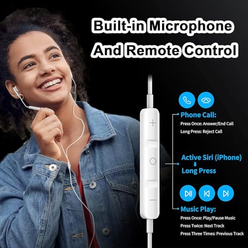 【2 Pack】Wired Earbuds, 3.5mm Headphones Wired, 3.5mm Jack in Ear Headphones with Microphone & Volume Control, Compatible with iPhone, iPad, iPod, Android, Laptop, PC, MP3, MP4 Most 3.5mm Audio Devices