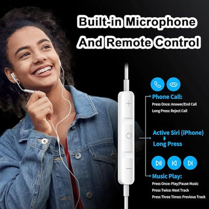 【2 Pack】Wired Earbuds, 3.5mm Headphones Wired, 3.5mm Jack in Ear Headphones with Microphone & Volume Control, Compatible with iPhone, iPad, iPod, Android, Laptop, PC, MP3, MP4 Most 3.5mm Audio Devices