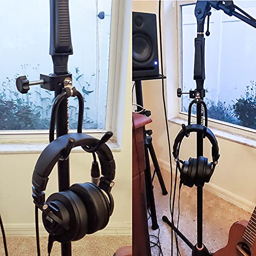 Pmsanzay Clamp-On Headphone Headset Tambourine Holder Cowbell Hanger Clip Microphone Stand, Flexible Adjustable Hooks for Studio Microphone/Musical Stand - No Instrument