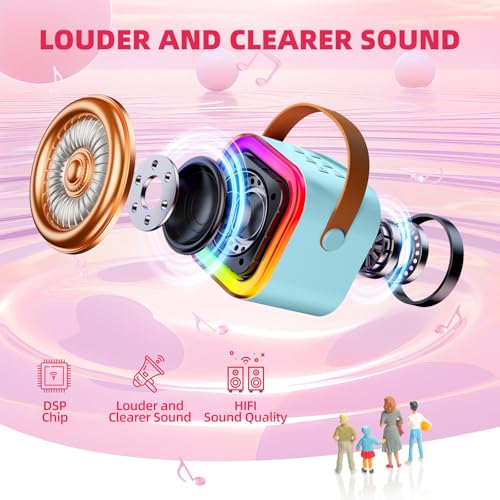 Kinglucky Mini Karaoke Machine for Kids, Top Birthday Gift Pick for Girls Ages 3-12 Years Old, Kids' Personal Video Players Accessories with 2 Mics Singing Present Toy Blue - color: Blue