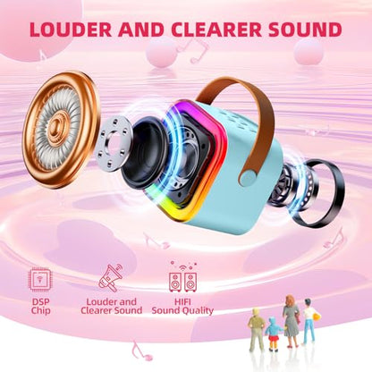 Kinglucky Mini Karaoke Machine for Kids, Top Birthday Gift Pick for Girls Ages 3-12 Years Old, Kids' Personal Video Players Accessories with 2 Mics Singing Present Toy Blue - color: Blue