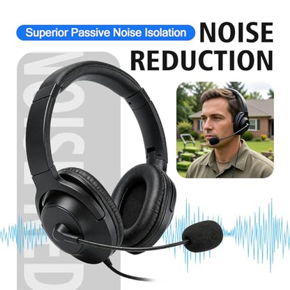 2 Way Radio Headphones with Mic Ham Radio Intercom Ptt Headset Boom Microphone Headband Earpiece Earmuffs for Baofeng Kenwood Retevis 2pin Walkie Talkies(Binaural)