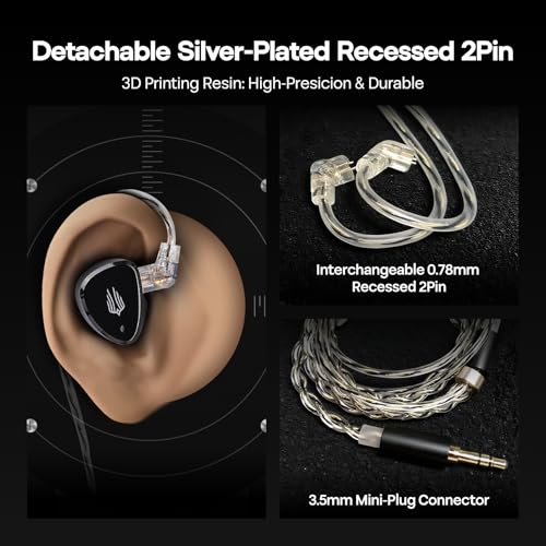 Linsoul SIMGOT EM6L 1DD + 4BA Hybrid Driver in-Ear Monitor, Gaming Earbud + Kiwi Ears SONICAP Waterproof Earbud Case(Blue)