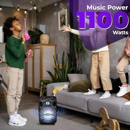 Audiobox Bluetooth Party Speaker with Stand & Wired Microphone, 8" Woofer