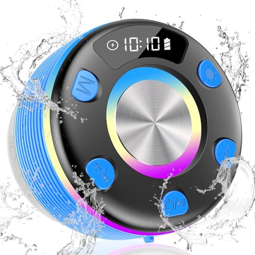 OYIB Bluetooth Shower Speaker, Portable Bluetooth Speaker 360° HD Sound, RGB Lights, IPX7 Waterproof Wireless Speaker with Suction Cup and Mic, Shower Radio for Party/Outdoor/Travel/Gifts/Blue - color: Deep Blue