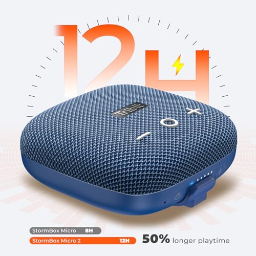 Tribit StormBox Micro 2 Portable Bluetooth Speaker, 10W, 12H Playtime | Bike Speaker, IP67 Waterproof, BT5.3, XBass, Wireless, TWS Pairing, Built-in Mic, Outdoor, Camping, Travel, Cycling, Blue