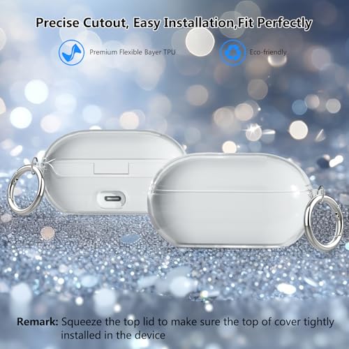 Aircawin for Beats Solo Buds Case Clear,TPU for Beats Solo Buds Cover 2024 | Shockproof Full Protective Soft Transparent TPU Cover for Beats Solo Earbuds with Keychain and Cleaning Pen-Clear - color: Crystal