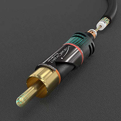 KabelDirekt – RCA/Phono Y Cable – 1×2 – 15ft | Coax, male/male plugs, analog/digital, adapter for subs/amps/Hi-Fis/home theater/receivers, black - size: 15 feet, style: 1-Pack