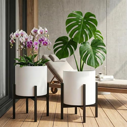 FaithLand Mid Century Plant Stand Indoor Outdoor (EXCLUDING 12" Plant Pot) , Hold Up to 12 Inch Planter, Metal Planter Stand, Potted Plant Holder, Black - Fits Snake Plant - Upgraded Design. - size: 12 inch