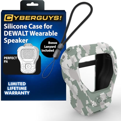 CYBERGUYS Silicone Case for DEWALT Wearable Bluetooth Speaker, Camo | Durable Shock-Proof Non-Slip Protective Cover for DEWALT Mini Speaker, Lanyard, Small Lightweight, Easy-to-Install Sleeve - color: Digital Camo