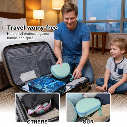 PAIYULE Kids Headphone Case for Riwbox CT-7S/CT-7, for iClever IC-HS01 | Headphone case for kids, hard EVA shell, mesh pocket, fits cat-ear over-ear models, red, school and travel, box only, Green - color: Green