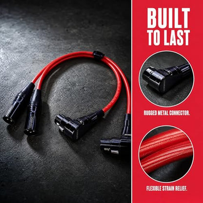 XLR Right Angle Cable 1ft 2-Pack, 90 Degree Male to Female, OFC Noise-Free Mic Cord for Podcast Home Studio Recording, for Shure Focusrite Audio Interface Mixer