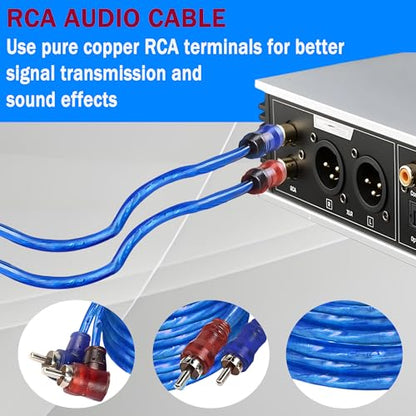 10 Gauge Car Audio Cable Amp Wiring Kit,1500 Watt 2 Channel RCA Stereo Subwoofer Installation Modification Wiring Harness with Fuse for Car Truck Motorcycle Audio Install