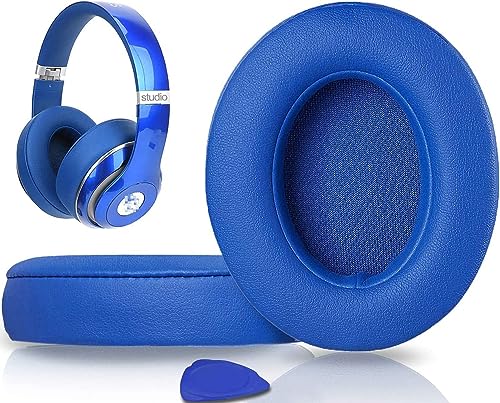 Replacement Ear Pads Cushions for Beats Studio 2 & Studio 3 Wired & Wireless Headphones, Earpads with Soft Protein Leather, Noise Isolation Memory Foam, Added Thickness - Blue - color: Blue